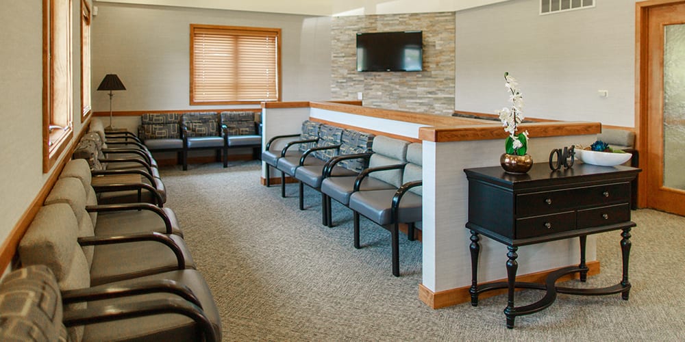 interior of the waiting room of the midland office